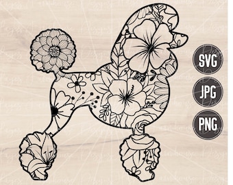 Poodle SVG | PNG | JPG | Poodle | Floral Dog | Mandala | Digital T-Shirt Design