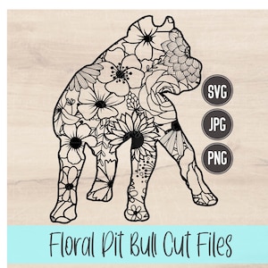 Pit Bull SVG | PNG | JPG | Pit Bull | Floral Dog | Mandala | Digital T-Shirt Design