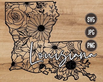 Louisiana SVG | PNG | JPG | State of Louisiana | Floral State | Mandala | Digital T-Shirt Design