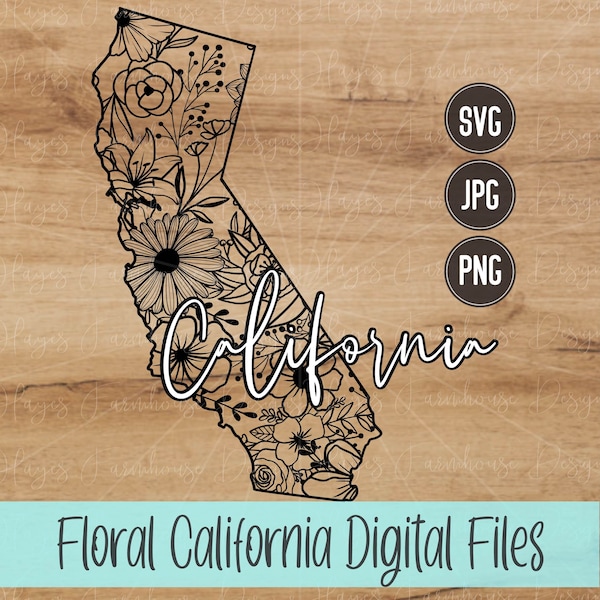 California SVG | PNG | JPG | State of California | Floral State | Mandala | Digital T-Shirt Design