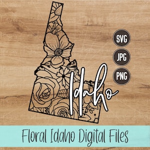 Idaho SVG | PNG | JPG | State of Idaho | Floral State | Mandala | Digital T-Shirt Design