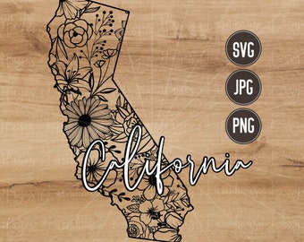 California SVG | PNG | JPG | State of California | Floral State | Mandala | Digital T-Shirt Design