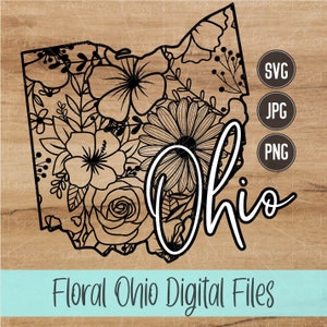 Ohio SVG | PNG | JPG | State of Ohio | Floral State | Mandala | Digital T-Shirt Design