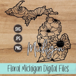 Michigan SVG | PNG | JPG | State of Michigan | Floral State | Mandala | Digital T-Shirt Design