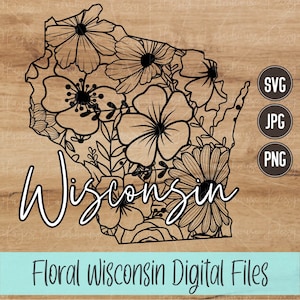 Wisconsin SVG | PNG | JPG | State of Wisconsin | Floral State | Mandala | Digital T-Shirt Design