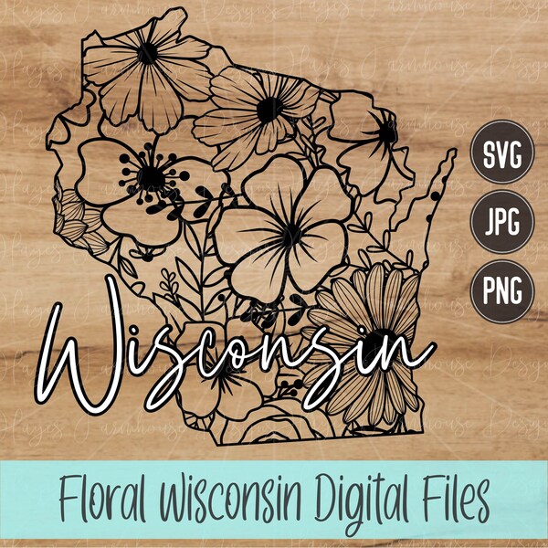 Wisconsin SVG | PNG | JPG | State of Wisconsin | Floral State | Mandala | Digital T-Shirt Design