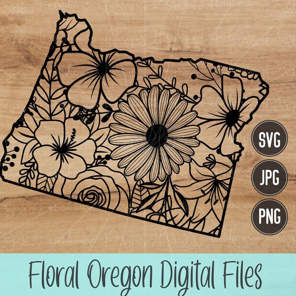 Oregon SVG | PNG | JPG | State of Oregon | Floral State | Mandala | Digital T-Shirt Design | No Text