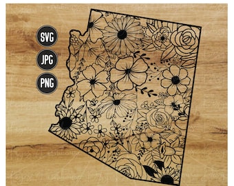 Arizona No Text SVG | PNG | JPG | State of Arizona | Floral State | Mandala | Digital T-Shirt Design