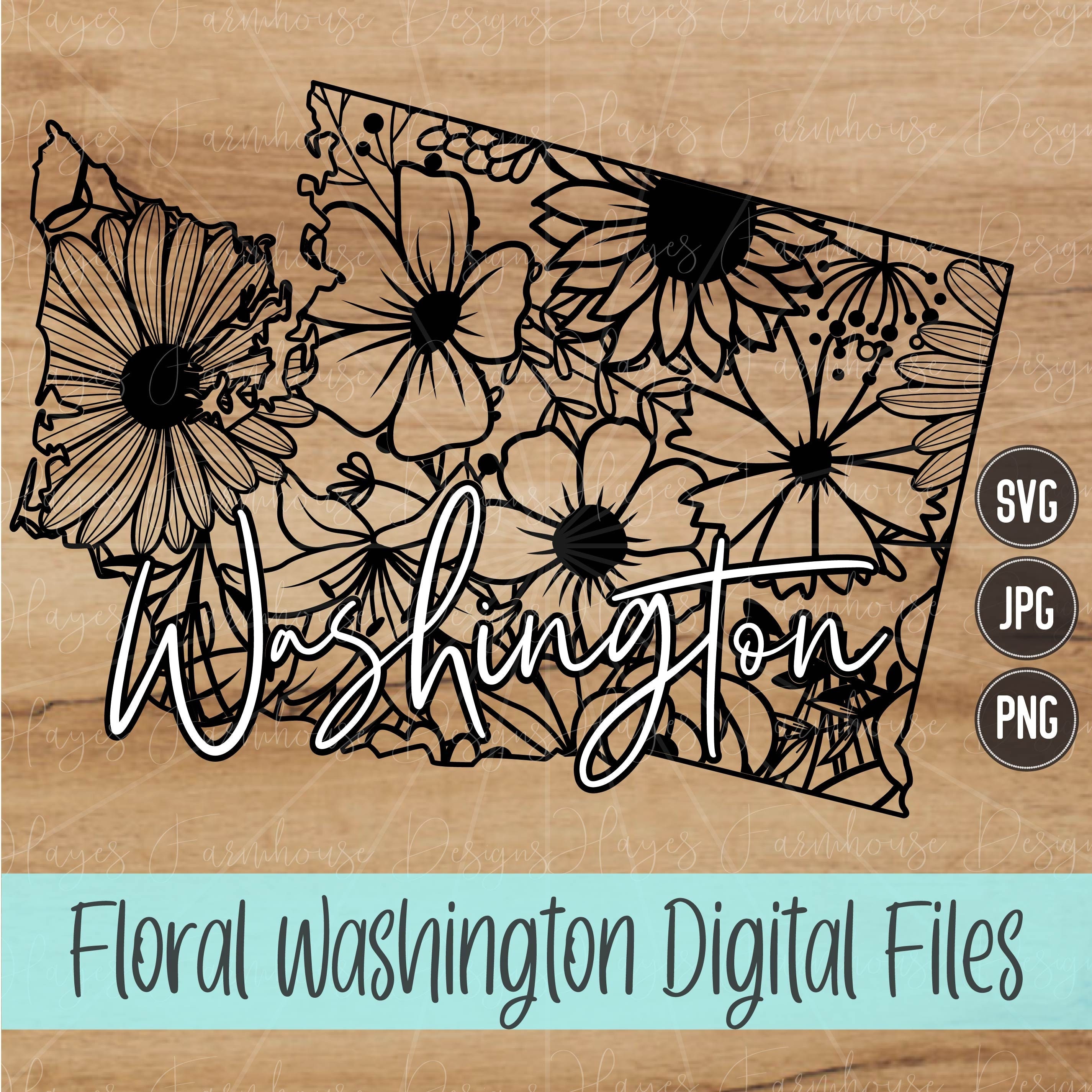 Washington SVG PNG JPG Washington State Floral State Mandala Digital T ...