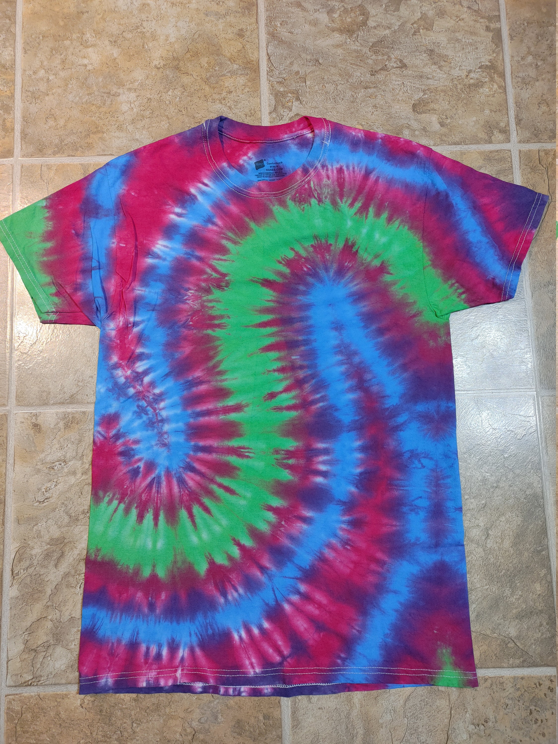 Medium Pink/Blue/Green Tie Dye Tshirt Etsy
