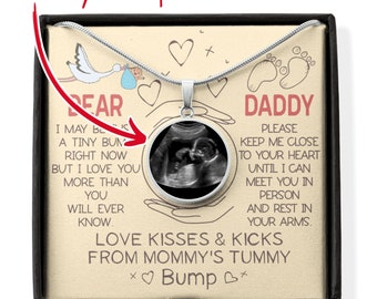 Future Dad Sonogram Chain, Daddy From The Bump, Daddy To Be Gift, Sonogram Keepsake, Message From Bump, Gift For Future Dad, Gift From Bump