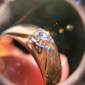 Antique 18k gold diamond ring old mine cut engagement wedding ring vintage solitaire