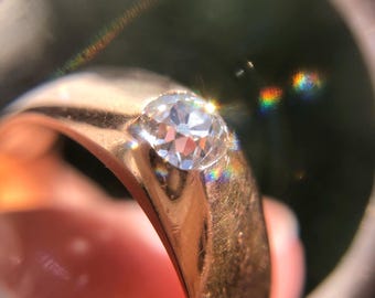 Antique 18k gold diamond ring old mine cut engagement wedding ring vintage solitaire