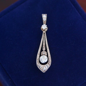 Antique 18k gold diamond pendant old mine cut rose cut Edwardian era art deco