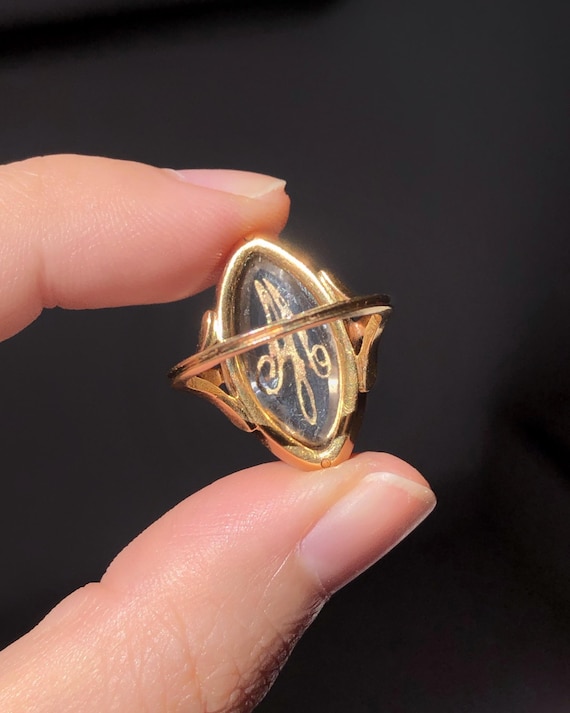 Antique 18k gold ring monogram initial letter mou… - image 5