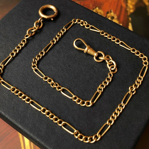 18k gold chain necklace mesh filigree vintage antique watch chain
