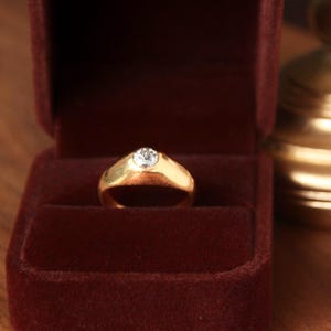 Antique 18k gold diamond ring old mine cut engagement wedding ring vintage solitaire