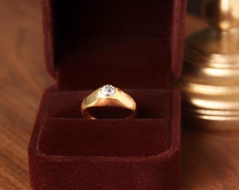 Antique 18k gold diamond ring old mine cut engagement wedding ring vintage solitaire