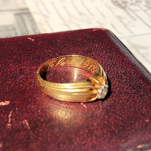 Antique 18k gold diamond ring old mine cut engagement wedding ring vintage solitaire