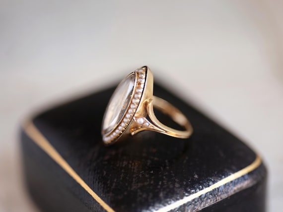 Antique 18k gold ring monogram initial letter mou… - image 4