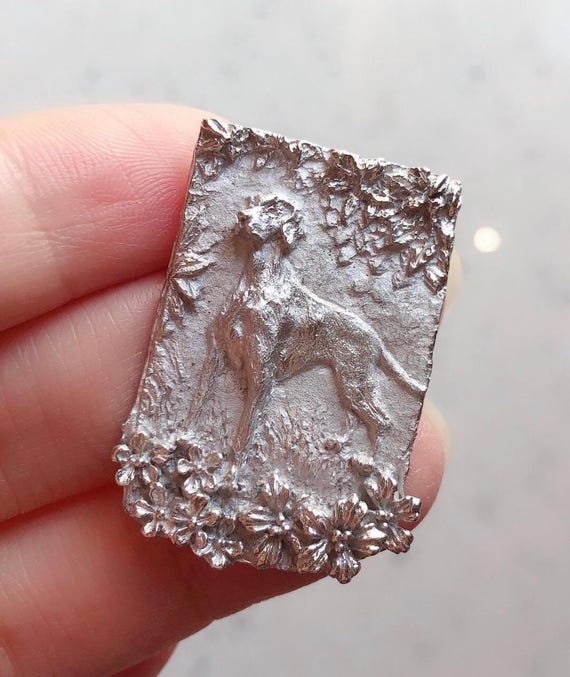Vintage 925 Silver Pendant Hunting Dog High Relief Sculpture