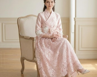 Maßgeschneidertes Hanbok Kleid, Iris Pink Chollik, Bridal Shower