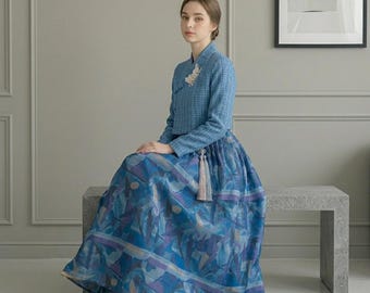 Custom Tailored Hanbok 2-Piece Dress, Clover Chollik, Casual Korean Wear
