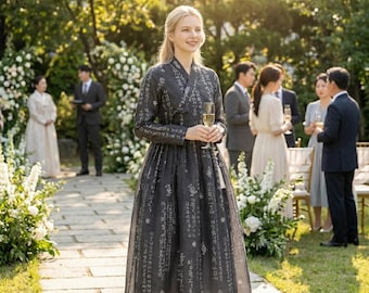 Op maat gemaakte Hanbok-jurk, Hunminjeongeum-script Chollik, huwelijksceremonie