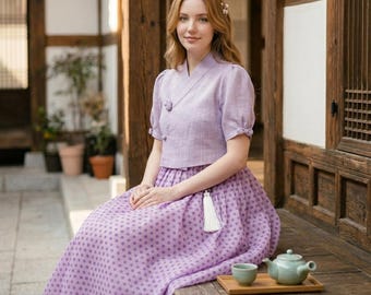 Maßgeschneidertes Hanbok 2-teiliges Kleid, Ella Chollik, Bridal Shower