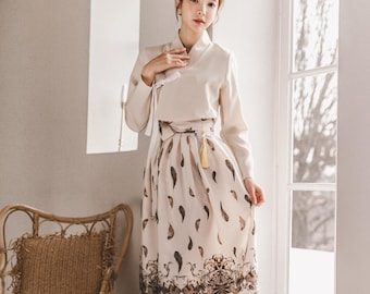 Baumwoll Blumen Print Wickelrock | Traditionelle koreanische Hanbok