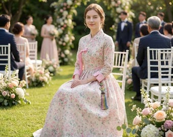 Elegante Chollik Fusion-jurk, moderne Hanbok-stijl, Koreaanse stof