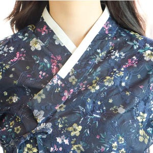 Dohwa Lace Hanbok Blouse, Korean Traditional Long Jeogori Top, Modern Daily Hanbok for Women, K-Fashion Special Occasion Wear
