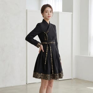 aesthetic korean black dress Color:Royal Royal