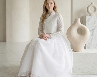 Maßgeschneidertes Hanbok 2-teiliges Kleid, Aurora Chollik, Bridal Shower