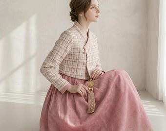 Maßgeschneidertes Hanbok 2-teiliges Kleid, Sona Chollik, Casual koreanische Kleidung