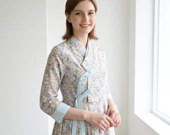 Custom Made Korean Hanbok – moderne bloemenkanten jurk voor 1e verjaardag moeder en recepties
