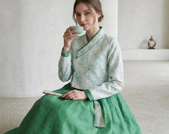 Custom Tailored Hanbok 2-Piece Dress, Kiana Chollik, Casual Korean Wear