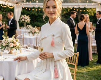 Mini Hanbok-set | witte Jeogori-witte wikkelrok, maat M coduroy