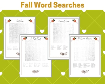 5 Fall Word Searches