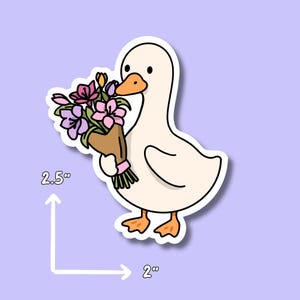 Söt gåsklistermärkesset – Vattentäta vinyldekaler för laptop Flowers Goose