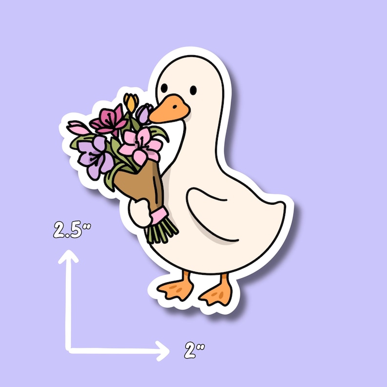 Söt gåsklistermärkesset – Vattentäta vinyldekaler för laptop Flowers Goose