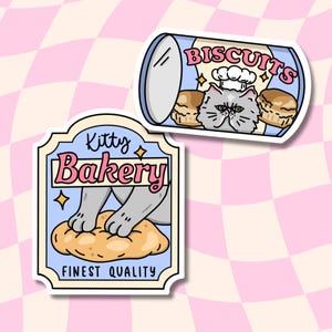 Stickers chats || Autocollant biscuit || Stickers chatons || Autocollant de boulangerie || Imperméable || Sticker pour ordinateur portable || Sticker Esthétique