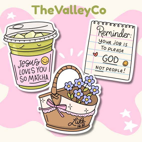 Waterproof Bible Stickers: Matcha, Wildflowers, Reminder