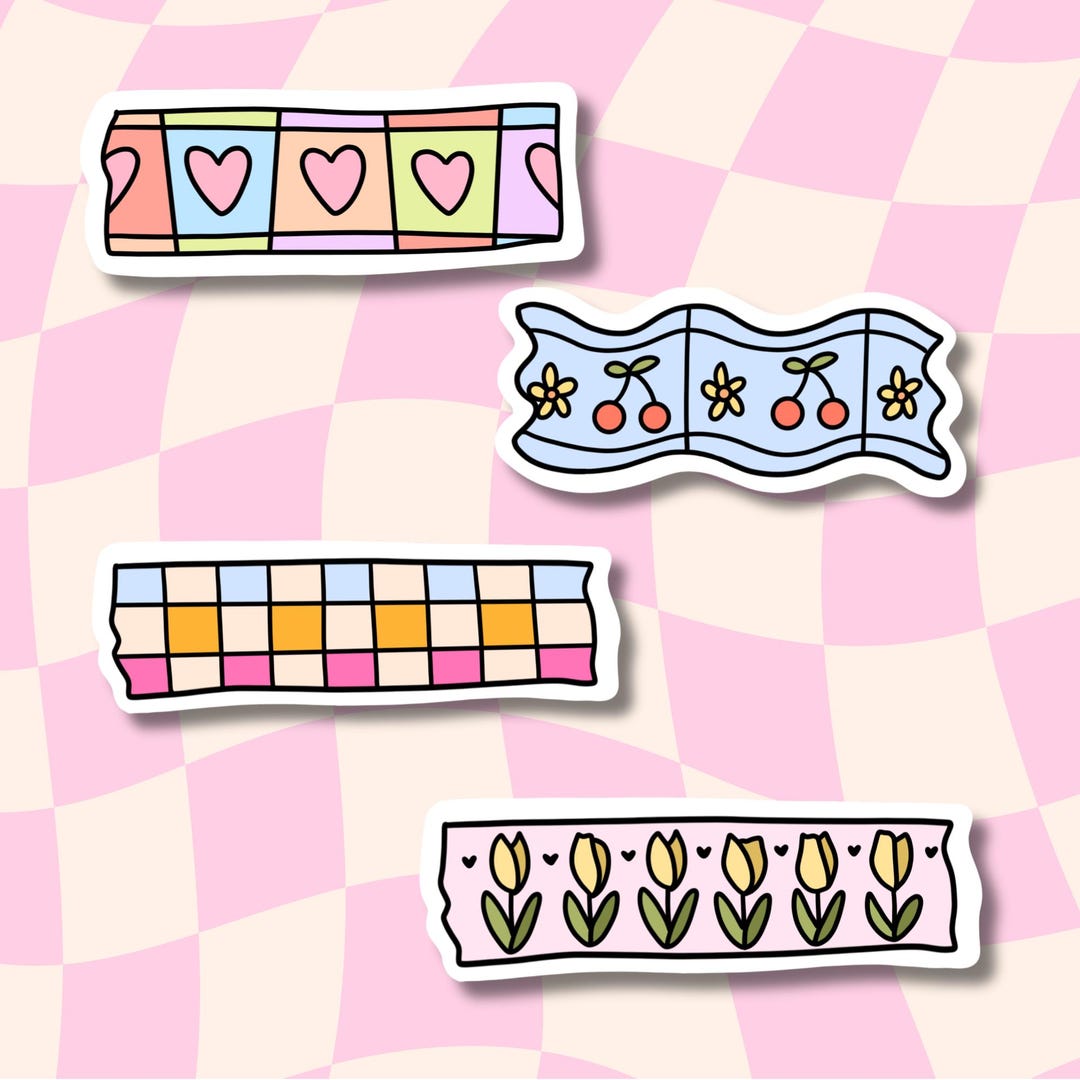Girly Tape Sticker Set: Waterproof Vinyl Decals - Flowers, Hearts ...