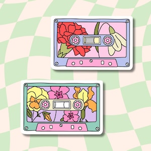Adesivo de fita mista || Adesivo retrô || Adesivos à prova d'água || Vintage || Adesivos para laptop || Adesivo para garrafa d'água || Adesivo de flores ||