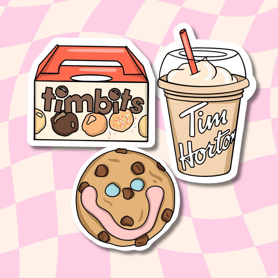 Timbit Characters Waterproof Tim Hortons Stickers: Iced Cappuccino, Timbit, Smile Cookie ...