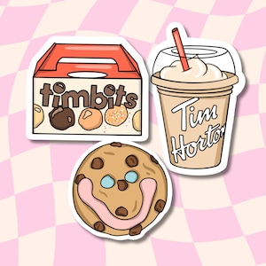 Adesivos à prova d'água do Tim Hortons: Cappuccino Gelado, Timbit, Smile Cookie