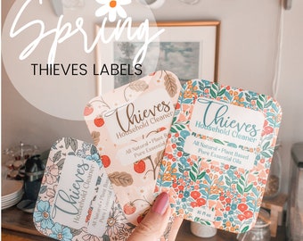 Spring Thieves Labels || Floral Thieves Label || Waterproof Labels || Young Living Labels ||