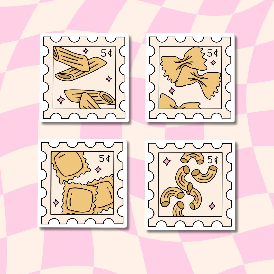 Pasta Sticker Pasta Stickers || Waterproof Sticker || Stamp Stickers || Water Bottle ...