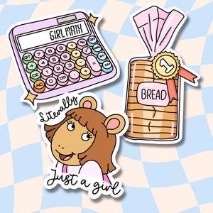 Girl Math Waterproof Sticker: Calculator, Bread Winner, Arthur DW
